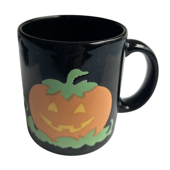 Vintage Waechtersbach Halloween Pumpkin Mug W. Germany Black Ceramic Coffee Cup - Picture 1 of 3